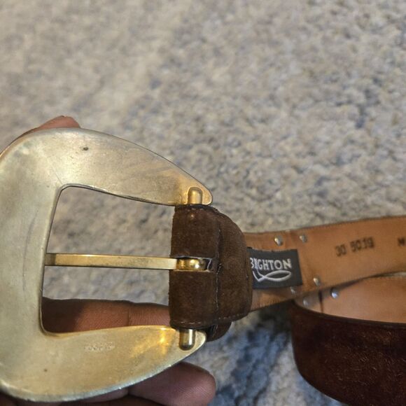 Vintage 90\'s Brighton Belt Colorblock Brown Green Suede M45300 Size 30-32 main image 5